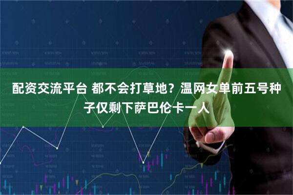 配资交流平台 都不会打草地？温网女单前五号种子仅剩下萨巴伦卡一人